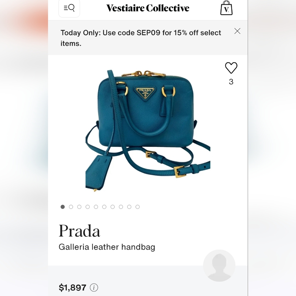 Prada Saffiano Mini Promenade Crossbody Bag - Teal - Picture 10 of 10